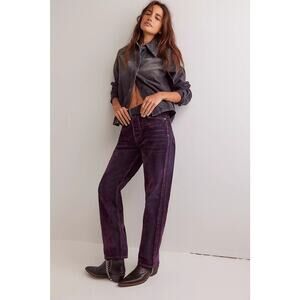 NWT FREE PEOPLE We The Free First Class Relaxed Flocked Velvet Jeans $248 SZ 28